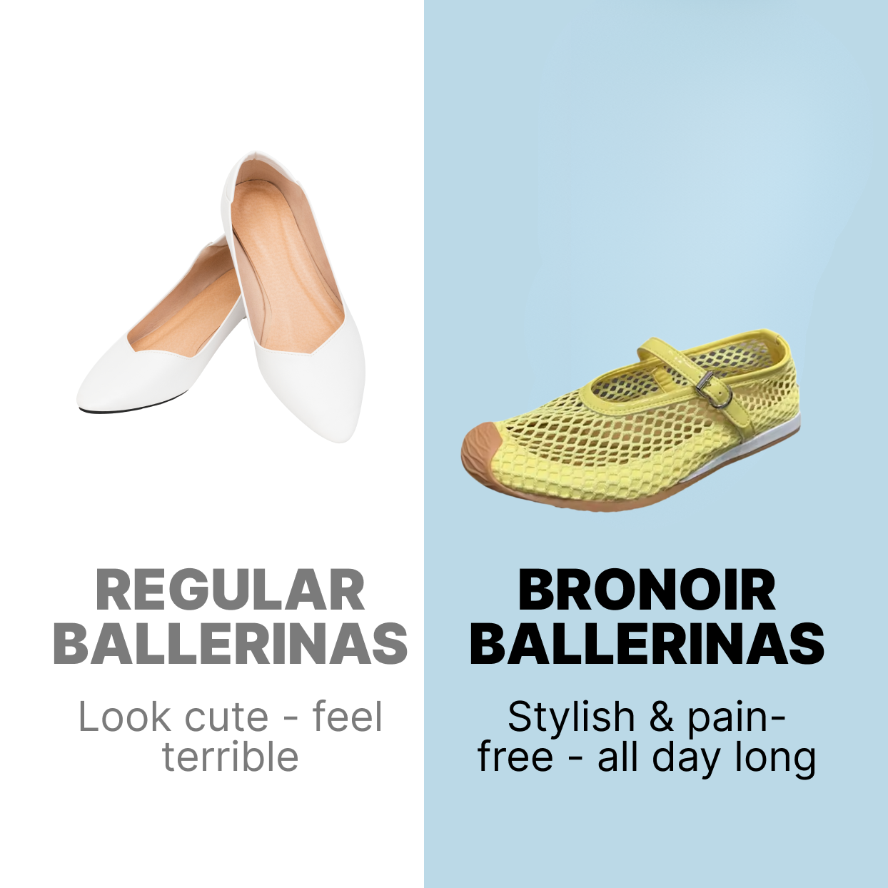Bronoir Dana Pure - Elegant & Supportive Ballerinas for Daily Comfort