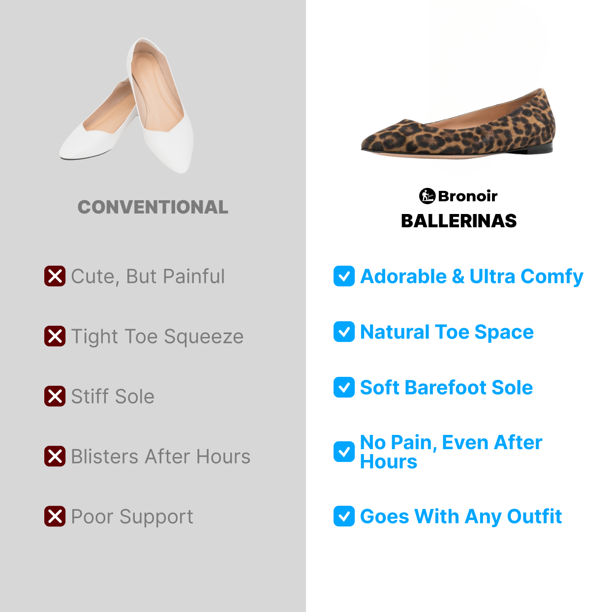 Bronoir Zaria Soft - Elegant & Supportive Ballerinas for Daily Comfort