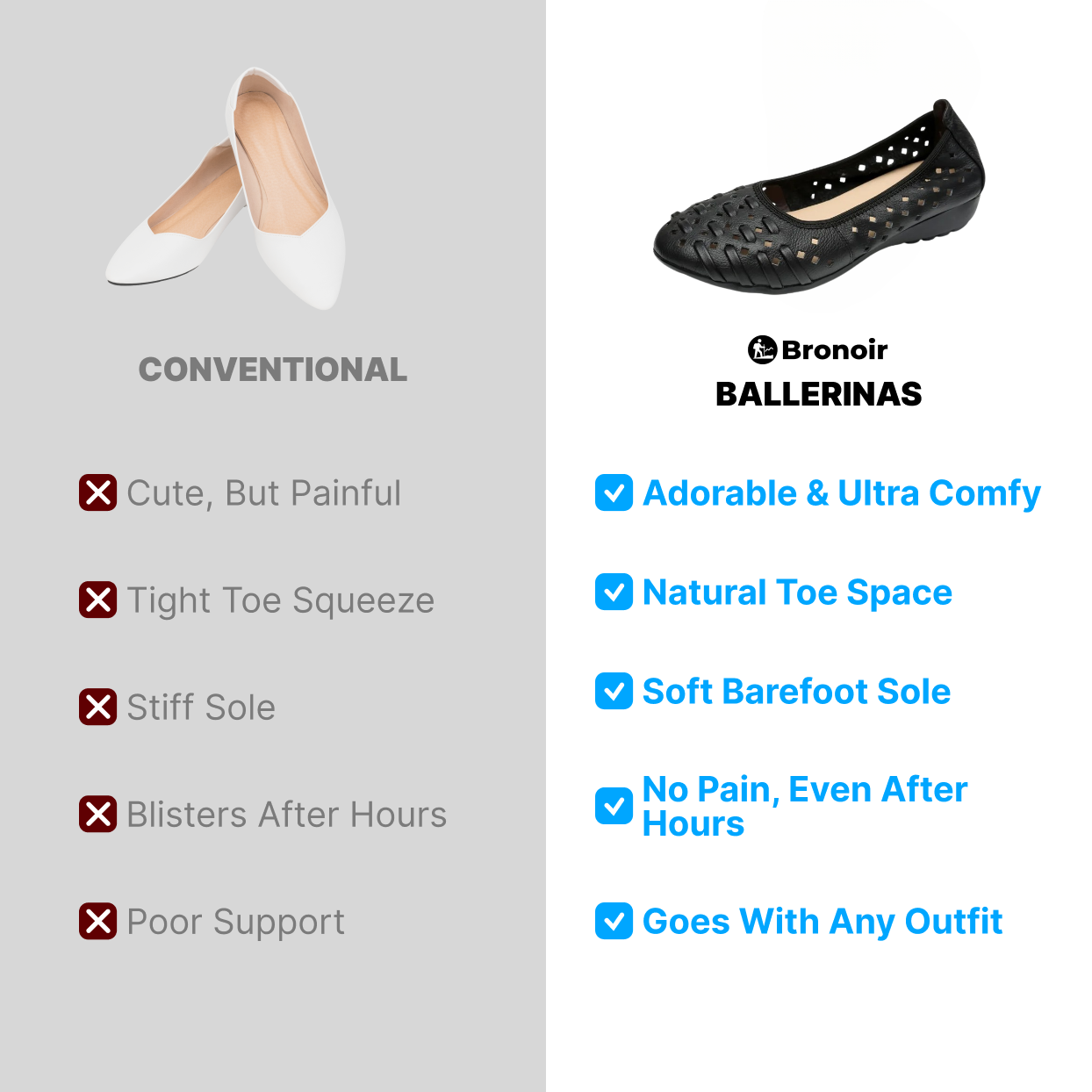 Bronoir Lyra Dream - Elegant & Supportive Ballerinas for Daily Comfort