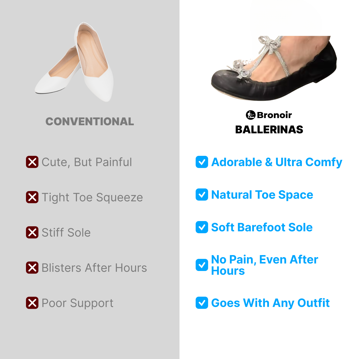 Bronoir Esme Dream - Elegant & Supportive Ballerinas for Daily Comfort